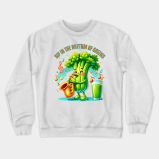 Celery Saxophone Jazz - Sip in the Rhythm of Greens Tee Crewneck Sweatshirt